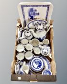 A large quantity of Ringtons blue and white Willow pattern tea and dinner ware,