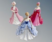 Three Coalport figurines 'Evening at the Opera,