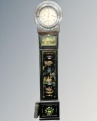 A Danish longcase clock with circular dial, pendulum and weights,