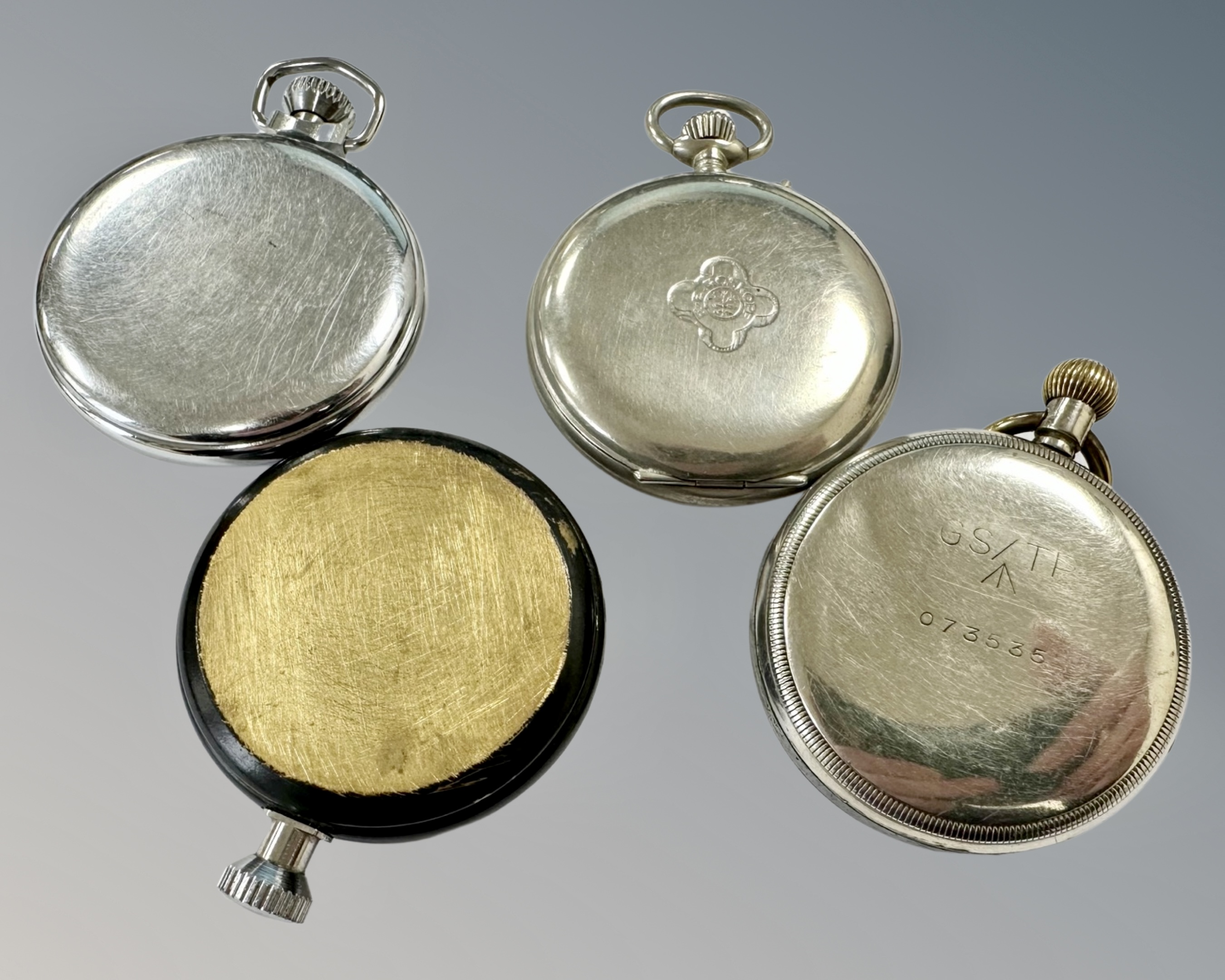 A military pocket watch, together with three further pocket watches signed Smiths, - Image 2 of 2