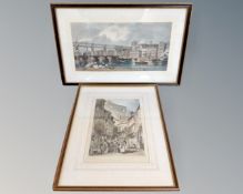 Two 19th century hand coloured engravings - Newcastle upon Tyne
