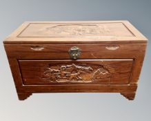 A carved camphor wood box