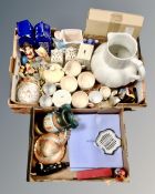 Two boxes containing ceramics, boxed glasses,