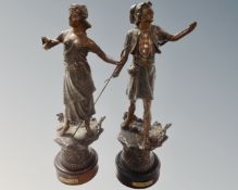 A pair of French spelter figures 'Armenien and Armenienne', height 37cm.