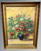 Continental school : still life with flowers in a vase, oil on canvas,