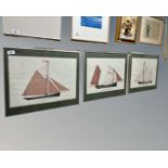 Three colour prints after John Gardner depicting sailing boats,