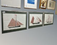 Three colour prints after John Gardner depicting sailing boats,
