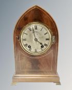 An Edwardian inlaid mahogany mantle clock