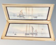 Two Garman Morris vintage prints - Misty sunrise and Misty evening in gilt frames (Af)