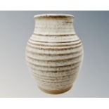 A Joseph Lynch studio pottery ribbed vase, height 16 cm,