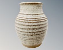 A Joseph Lynch studio pottery ribbed vase, height 16 cm,