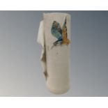 A studio pottery vase decorated with a Kingfisher