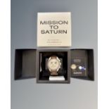 A Gentleman's Mission to Saturn Bioceramic Moon Swatch collection wristwatch