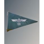 A Third Reich Army staff car pennant, complete with wire frame, double sided, length 37 cm.