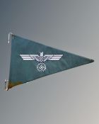 A Third Reich Army staff car pennant, complete with wire frame, double sided, length 37 cm.