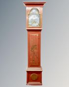 A Continental longcase clock with painted metal dial,