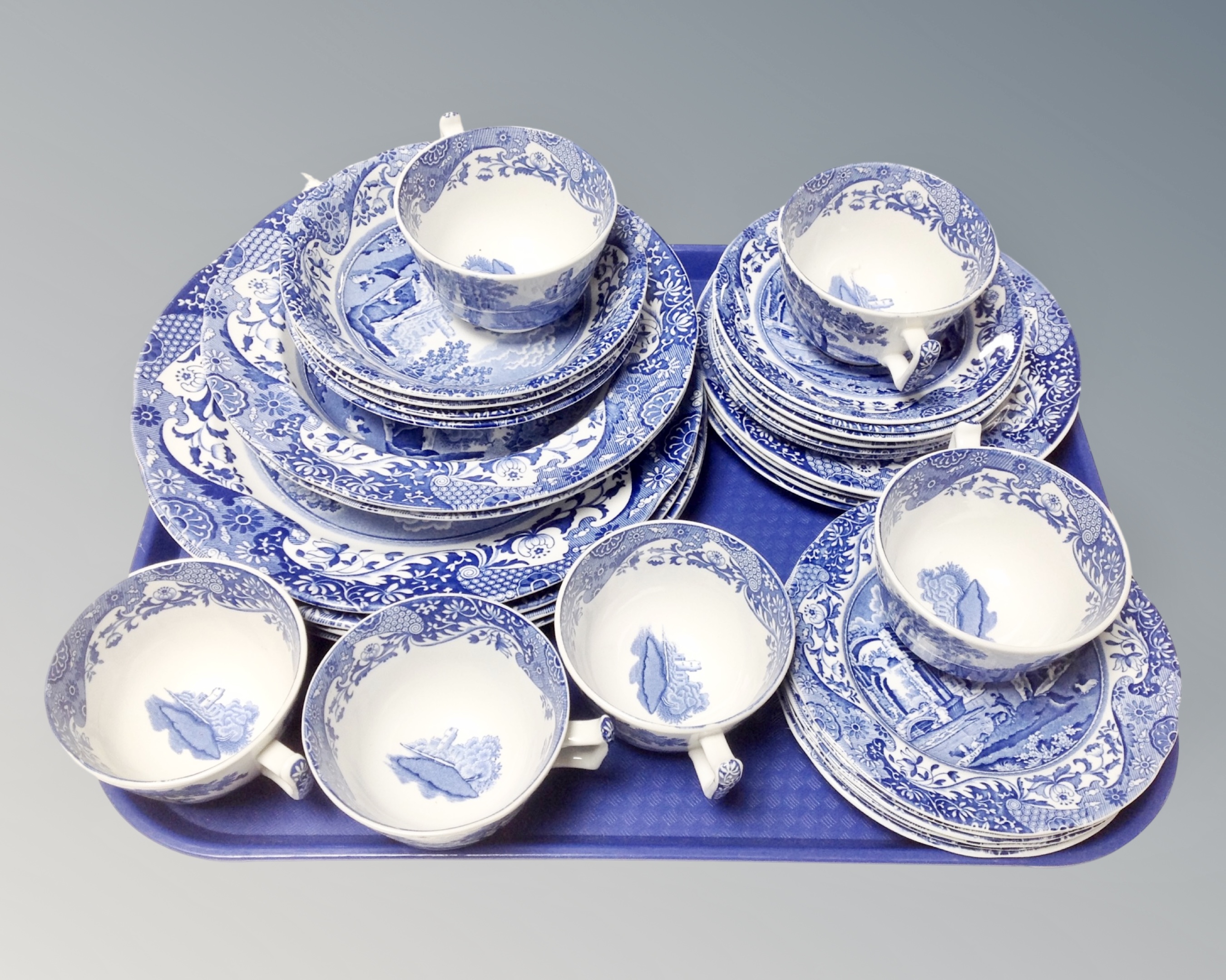 A quantity of Spode blue and white part tea and dinner ware