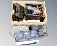 A box of assorted lady's hand bags