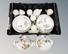 A crate of Crown Devon Sweet Chestnut tea and dinner ware