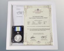 A London Mint Office Falkland Conflict South Atlantic commemorative medal and certificate in