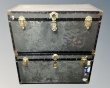 A pair of early 20th century style shipping trunks