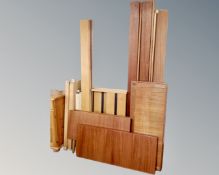 Three sets of early 20th century bed frames in teak and oak finishes,