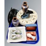 A tray containing Wedgwood calander plates, Pool plates,