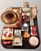 A tray of paperweights,