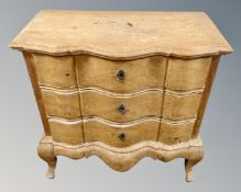 A 19th century Scandinavian oak three drawer chest on stand CONDITION REPORT: