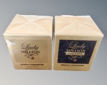 Two bottles of Paco Rabanne Lady Million and Lady Million Fabulous eau de parfum, 80ml,