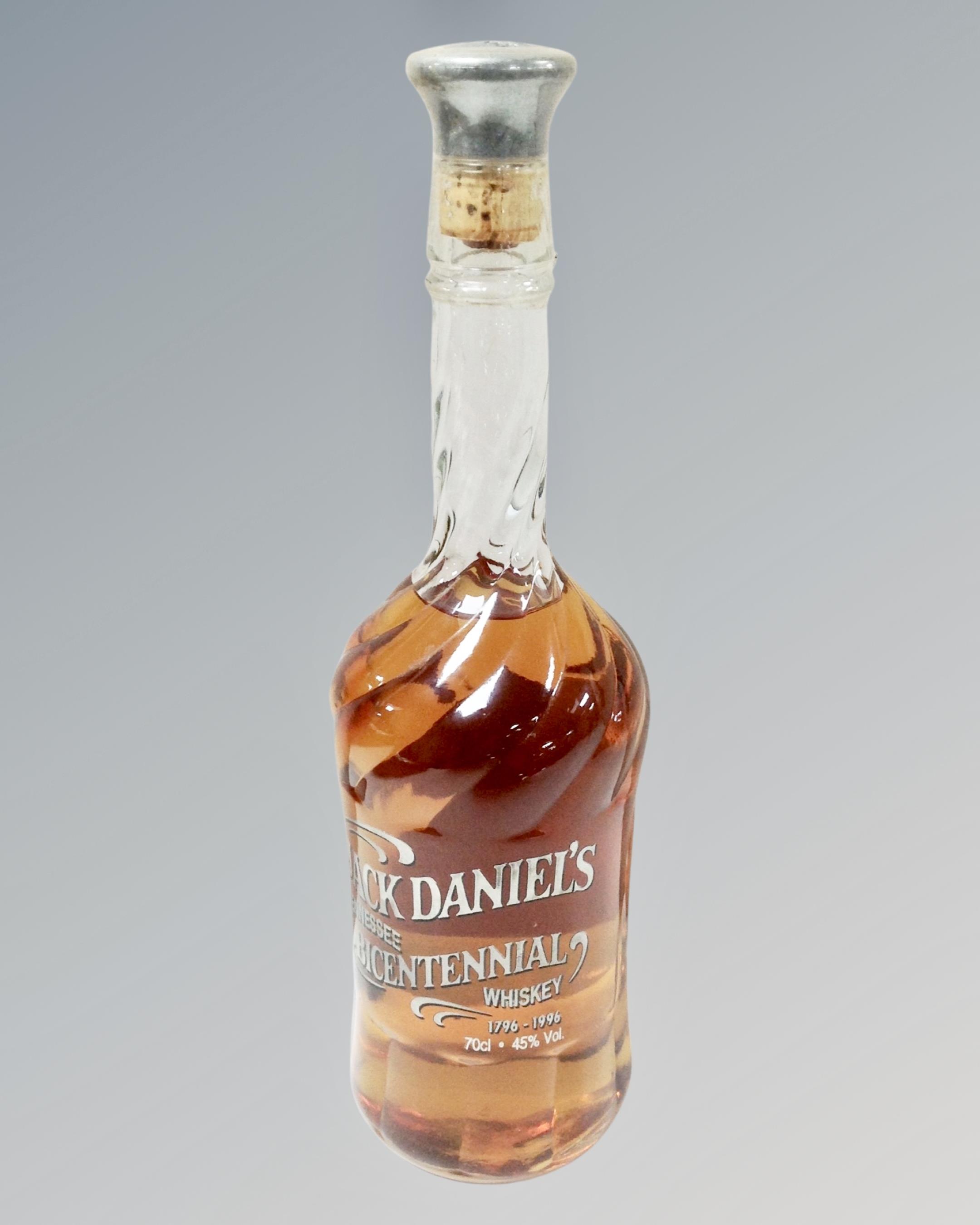 A bottle of Jack Daniels Tennessee Bicentennial whisky 1796-1996, 70cl 45% vol.