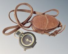 A WWI military compass in leather pouch (af)