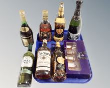 A collection of alcohol to include cognac miniatures, brandy,