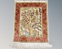 A modern Indian tree of life fringed rug,