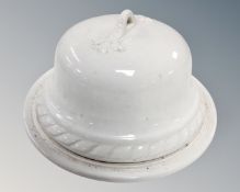 A Victorian white ceramic dish with cover
