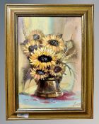 Continental school : still life with sunflowers, oil on canvas,