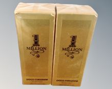 Two bottles of Paco Rabanne One Million eau de toilette 200ml, boxed and sealed.
