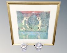 A Gustav Klimt print in gilt frame and mount together with a Japanese Mikori china milk jug and