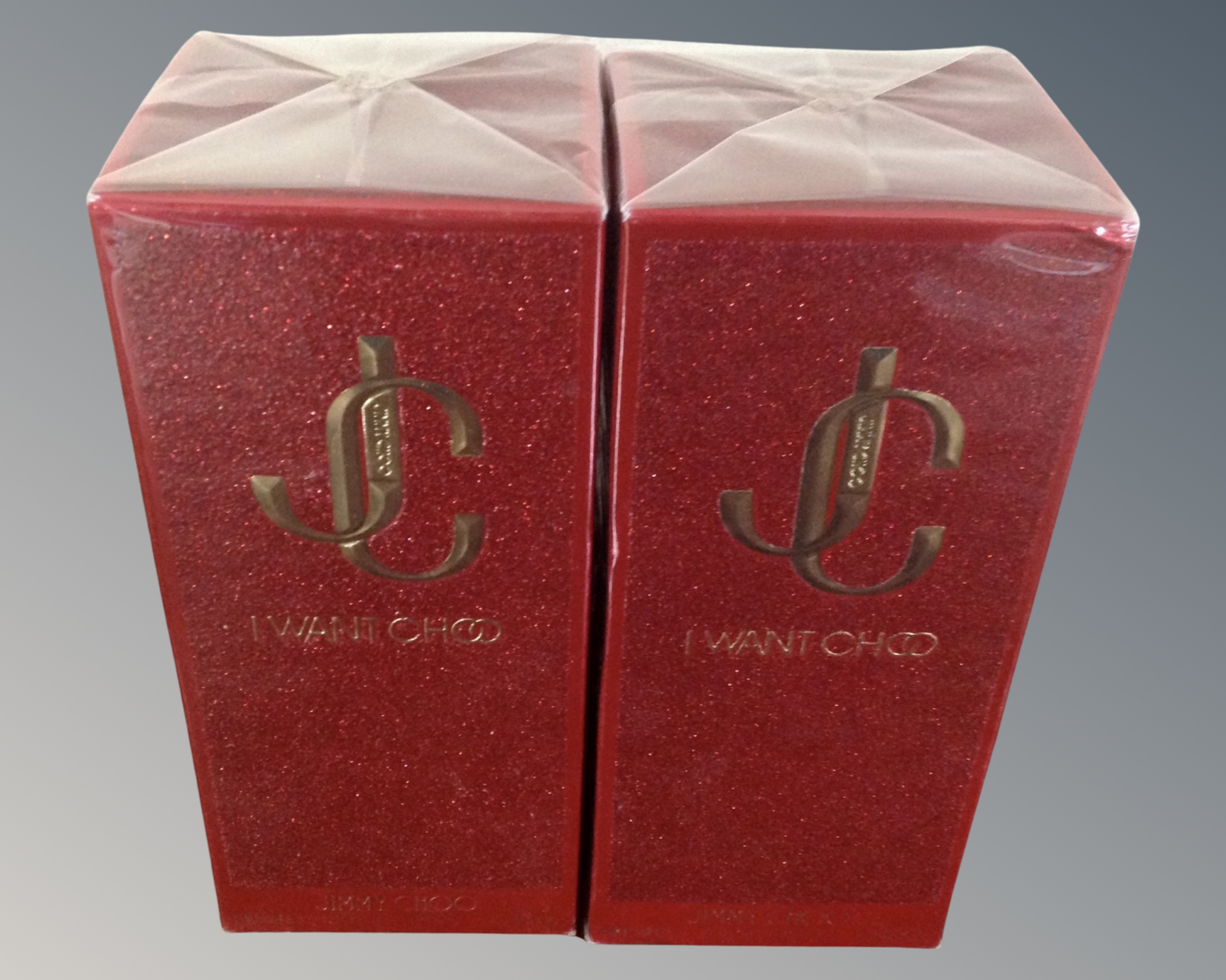 Two bottles of Jimmy Choo I Want Choo eau de parfum 100ml, boxed and sealed.