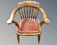 A 19th century beech captain's armchair