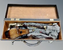 A set of Northumbrian smallpipes by Colin Ross, with chanter and drones, brass fittings,