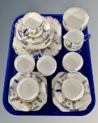 A tray containing Carltonware Sylvan tea china.