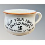 A small novelty Fieldings ash pot 'Flip your ashes on Old Nasty, The Violation of Poland',