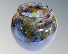 A 20th century blue art glass vase.