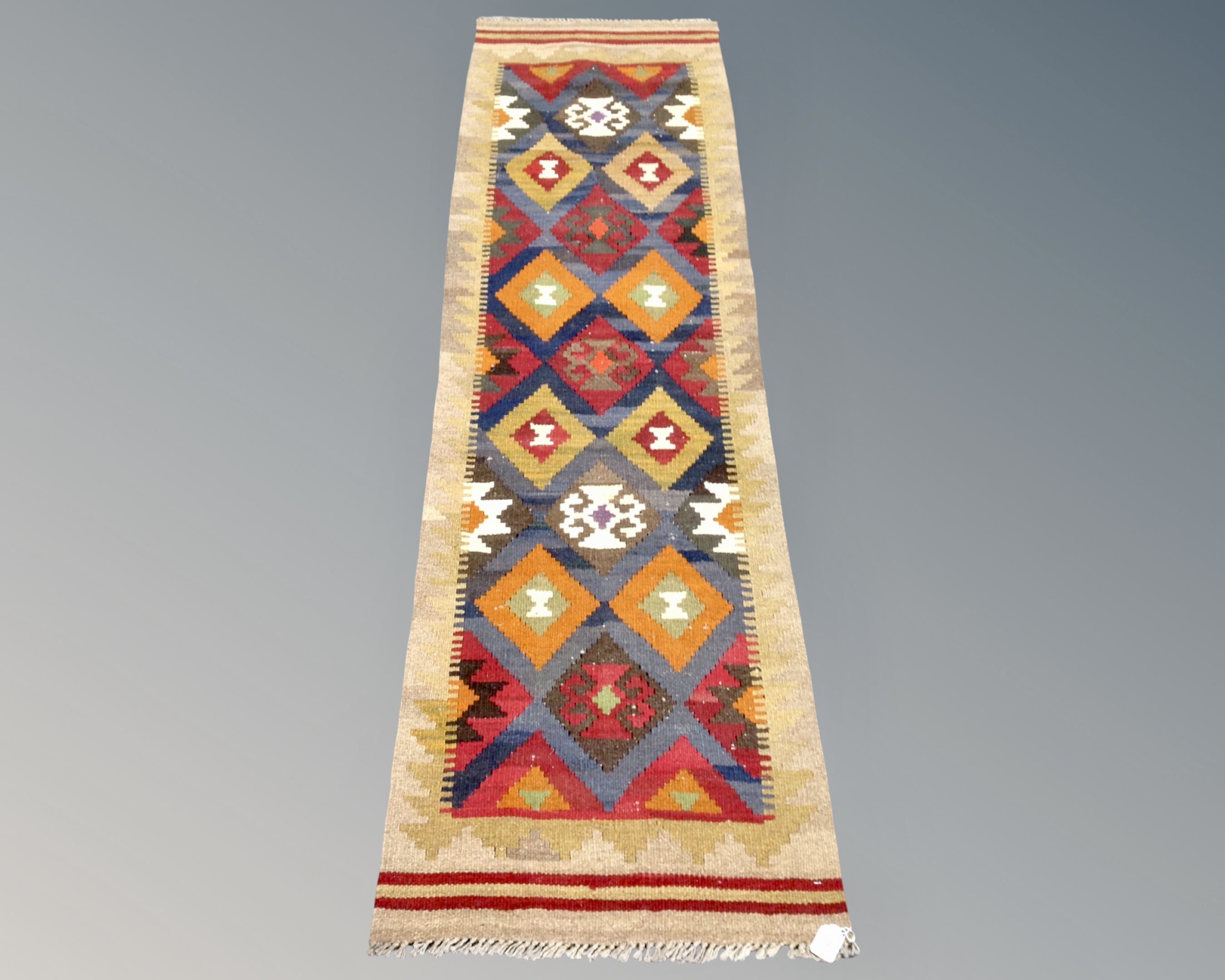 A Maimana Kilim runner, 200cm by 60cm.