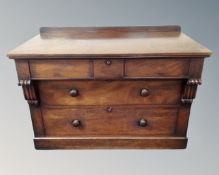 A Victorian mahogany low sideboard, adapted from a lobby chest, fitted with drawers beneath.