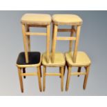 Five mid century kitchen stools