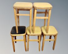 Five mid century kitchen stools