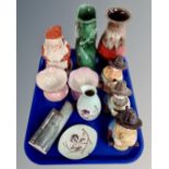 A tray of ceramics including Maling Sunday dishes, Carltonware, ceramic fish jug etc.