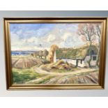 Finn An (20th century) : View of a farmstead, oil on canvas,